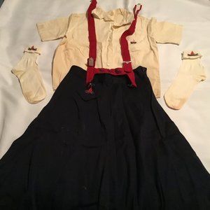 Vintage Camp Fire Girl s Uniform Blouse, Skirt, Socks Fair Condition